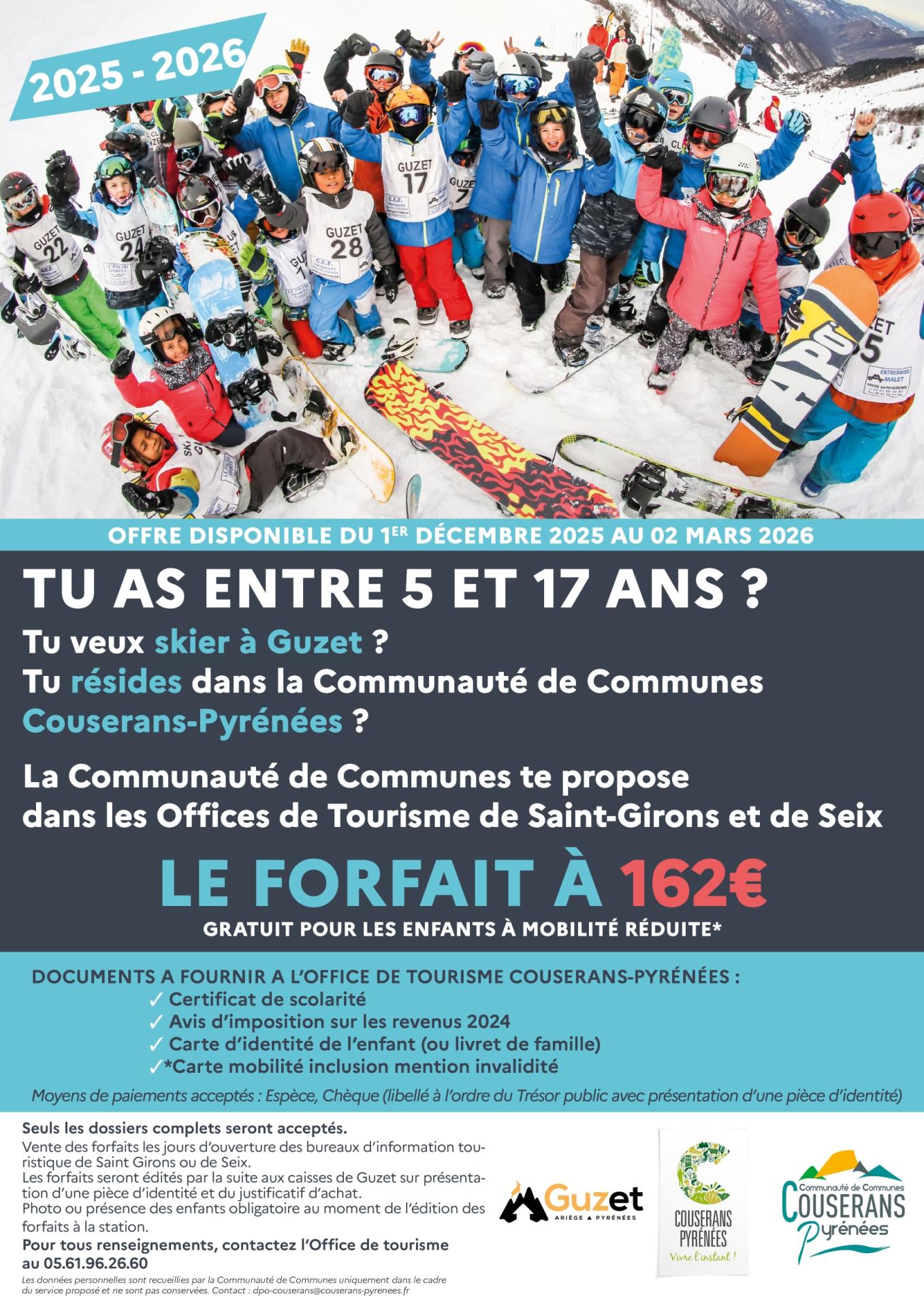 Affiche forfaits jeunes ski 2025 2026
